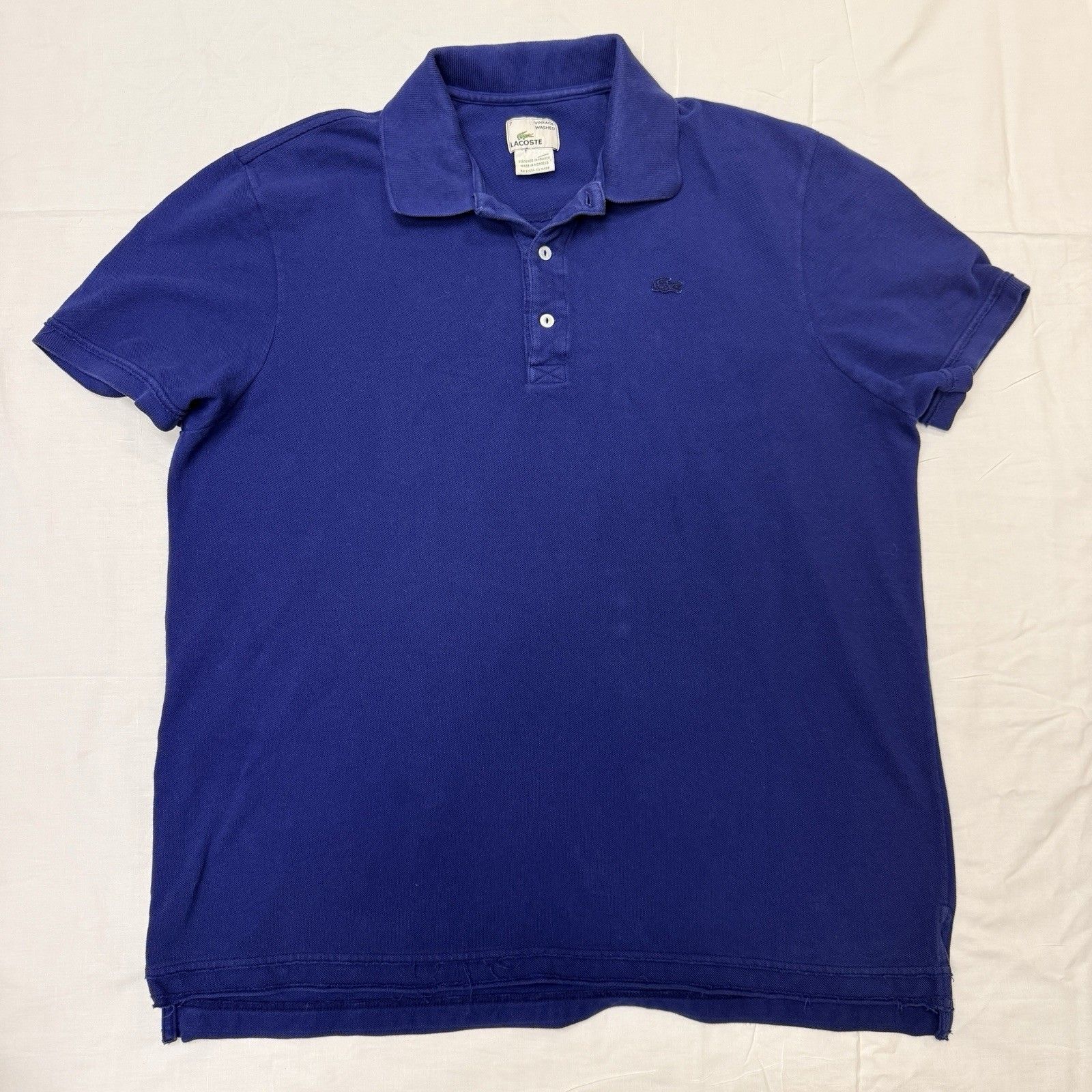 Lacoste Polo Men’s 2xl /7 Vintage Washed Blue Short Sleeve Shirt Distressed